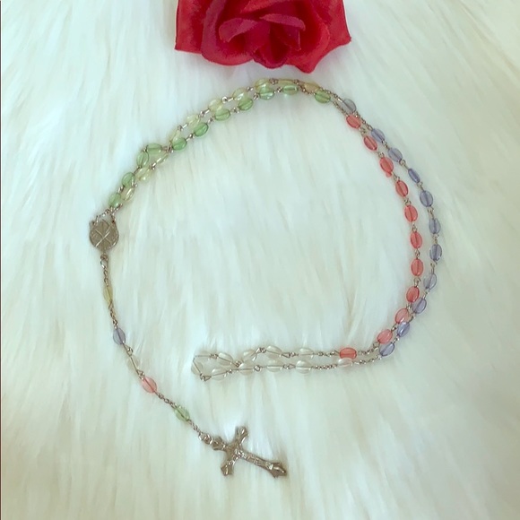 Jewelry - VINTAGE- LONG ROSARY BEADS WITH JESUS CROSS